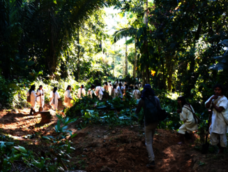 Kogi bereiten gemeinsam Wege vor für die Regenzeit im Wald der Sierra Nevada de Santa Marta