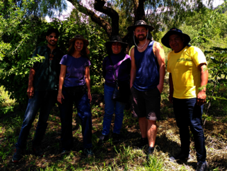 Mehrere Personen stehen auf einer von der Naturschutzorganisation Naturefund angelegten Dynamischen Agroforstparzelle in Bolivien